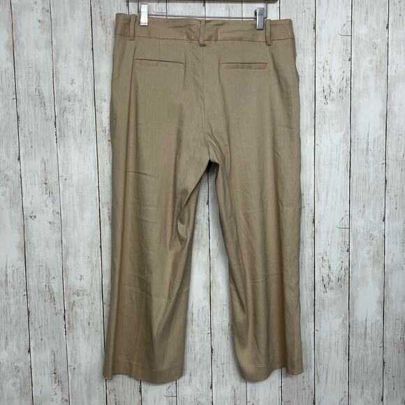Calvin Klein Tan Khaki Wide Leg Casual Dress Work Pant Capri Size 10 - Picture 2 of 10